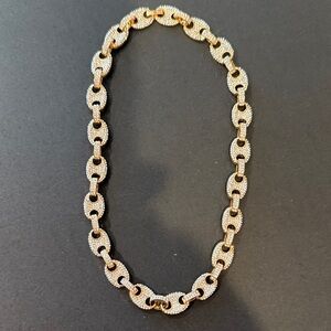 Elegant Mariner Link Gold Necklace with Bling
